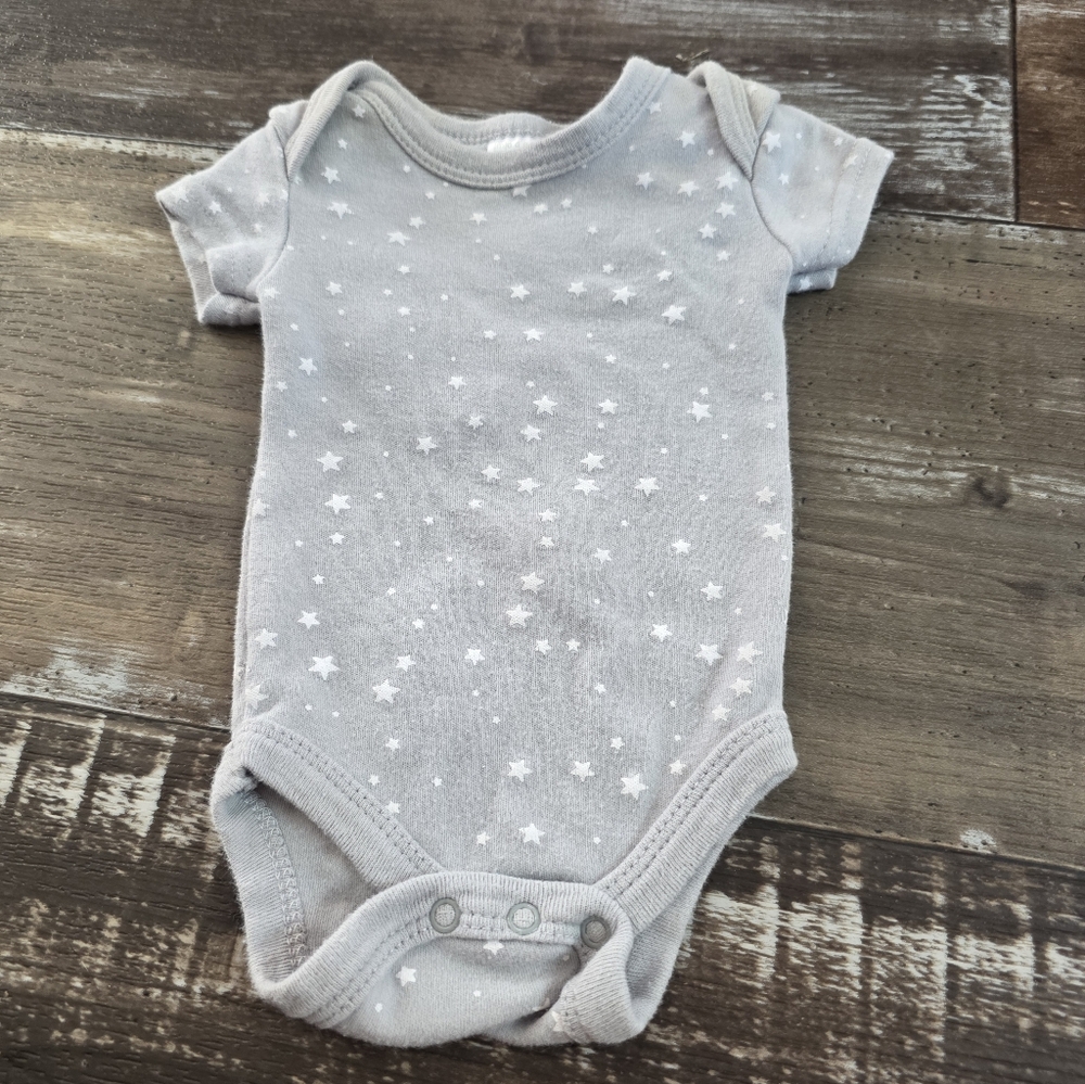 Gray Star Pattern Baby Onesie
